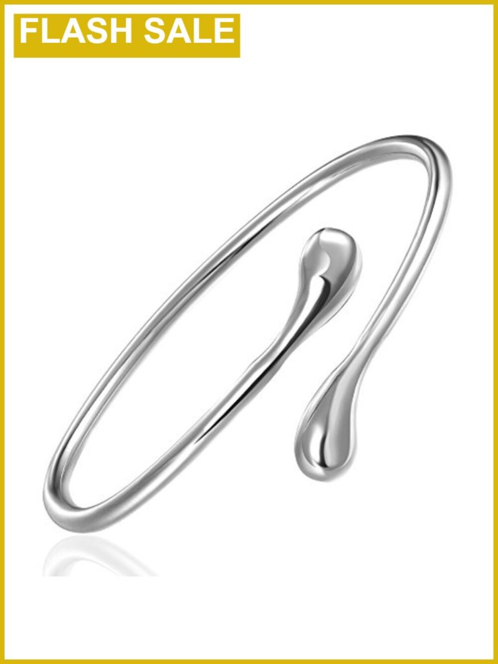 Handmade 925 Sterling Silver Plated Bangle Bracelet Adjustable Teardrop Cuff
